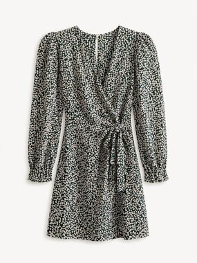 Free People Dark Green Floral Tie-Waist Mini Dress